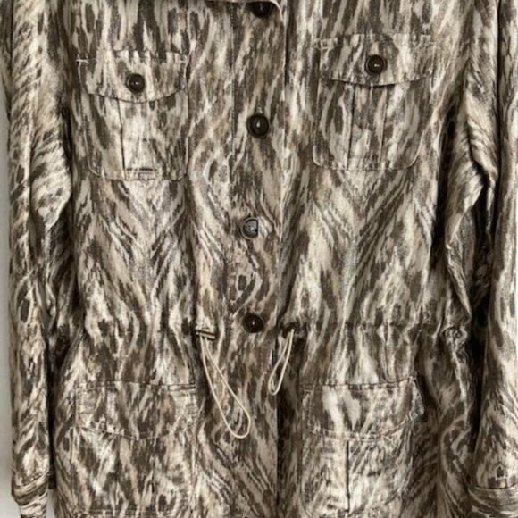 Womens Chicos Metallic Lightweight Linen Cotton Jacket Size 2 Gorgeous Style - Picture 4 of 6